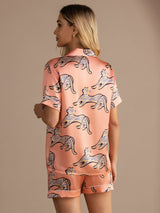 [Gatto Rosa] SilkSilky-IT Short Sleeve Lapel Collar Pigiami da donna 002