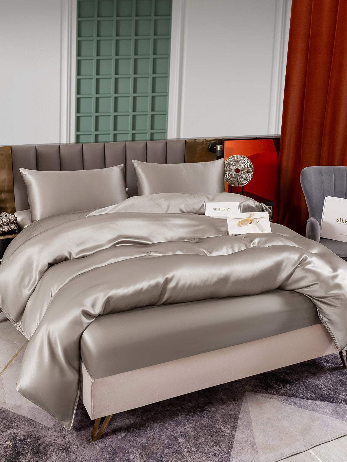 [Grigio] SilkSilky-IT 25Momme Seta pura Bedding Set 002