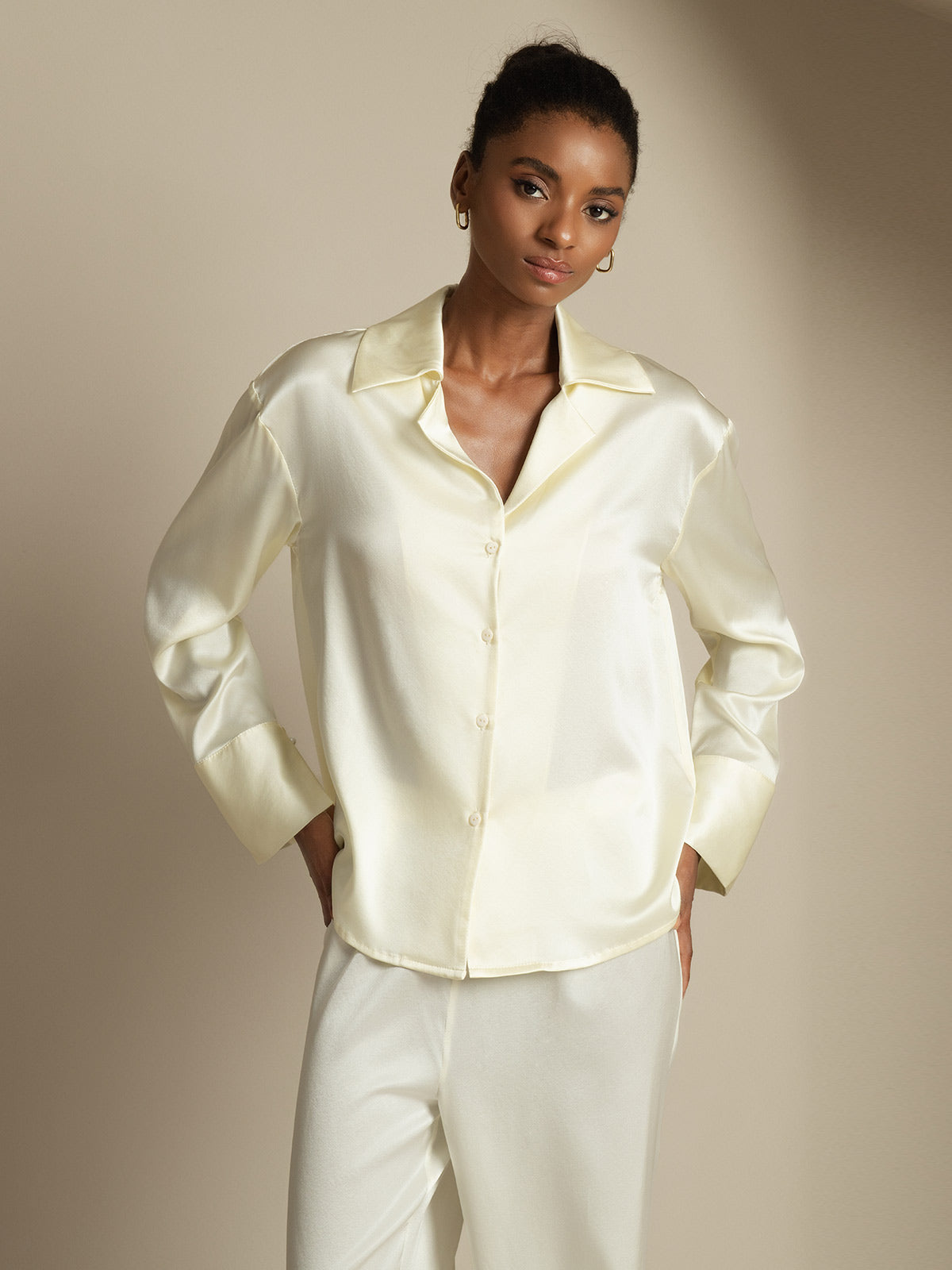 [Avorio] SilkSilky-IT 19Momme Seta Womens Shirt 005
