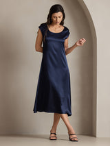 [Blu Scuro] SilkSilky-IT Cap Sleeve Vestiti da donna 006