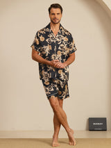 [Drago Nero] SilkSilky-IT Short Sleeve Lapel Collar Pigiami da uomo 007