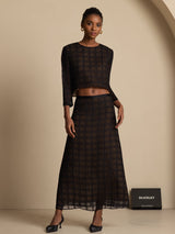 [Nero] SilkSilky-IT Seta Pura Manica lunga Womens Outfit Sets 003