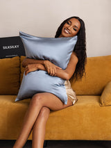 [Blu Grigiastro] SilkSilky-IT 22Momme Seta pura Pillowcase 007
