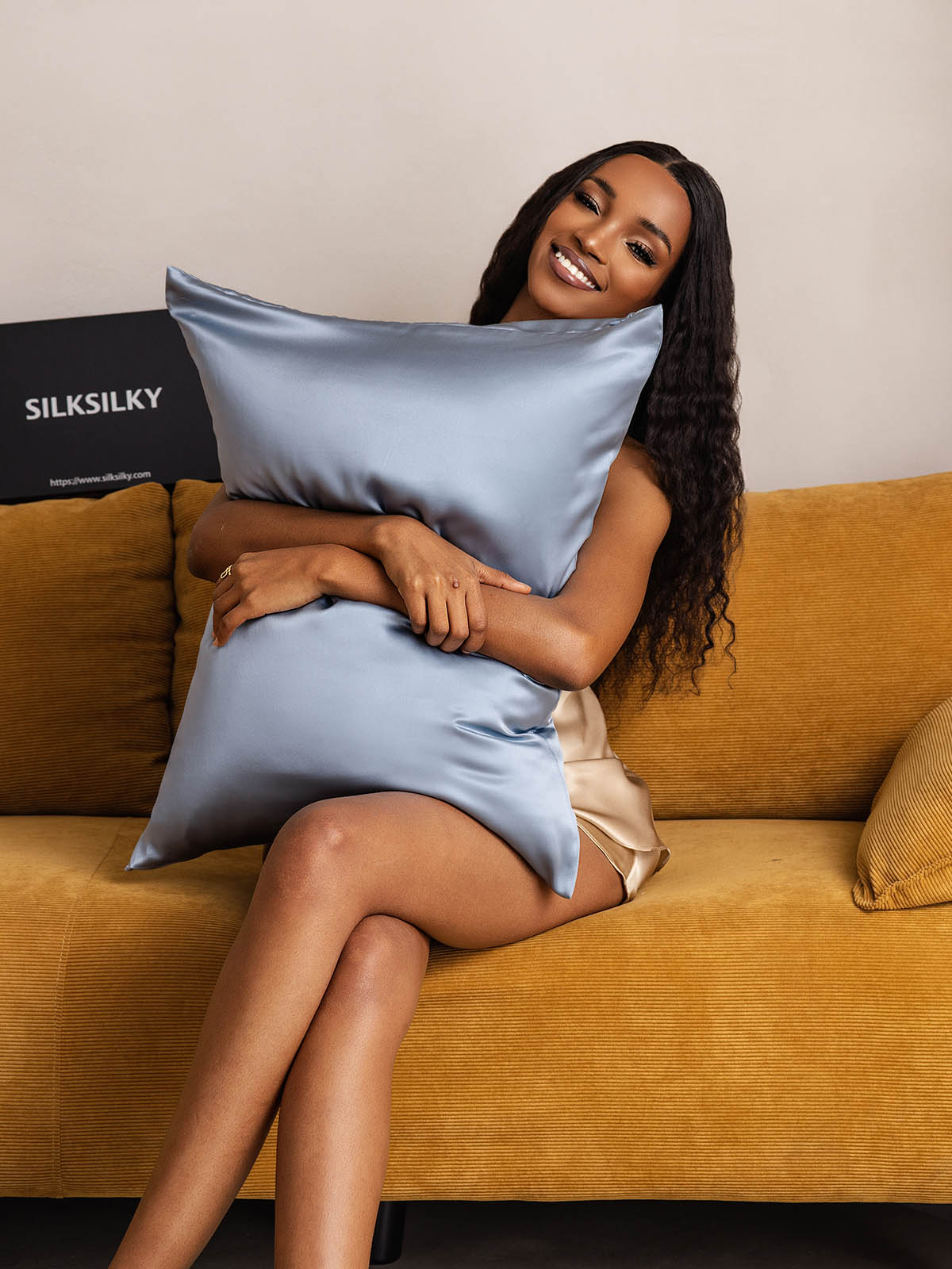 [Blu Grigiastro] SilkSilky-IT 22Momme Seta pura Pillowcase 006