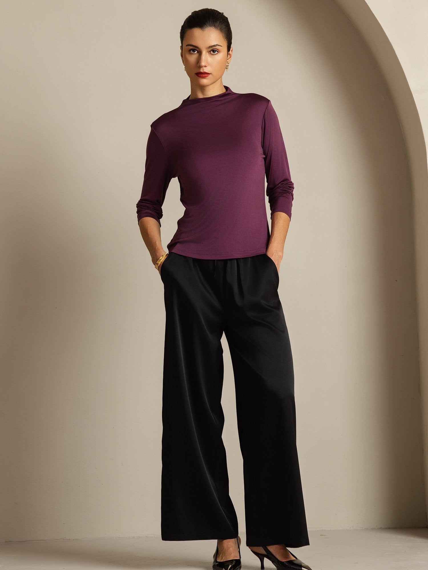 [Viola] SilkSilky-IT Seta pura Womens T-Shirt 005