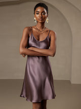 [Grigio Porpora] SilkSilky-IT Sleeveless V Neck Vestiti da donna 006