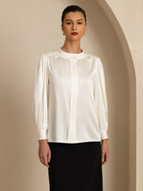 [Bianco] SilkSilky-IT 19Momme Long Sleeve Round Neck Camicette 003