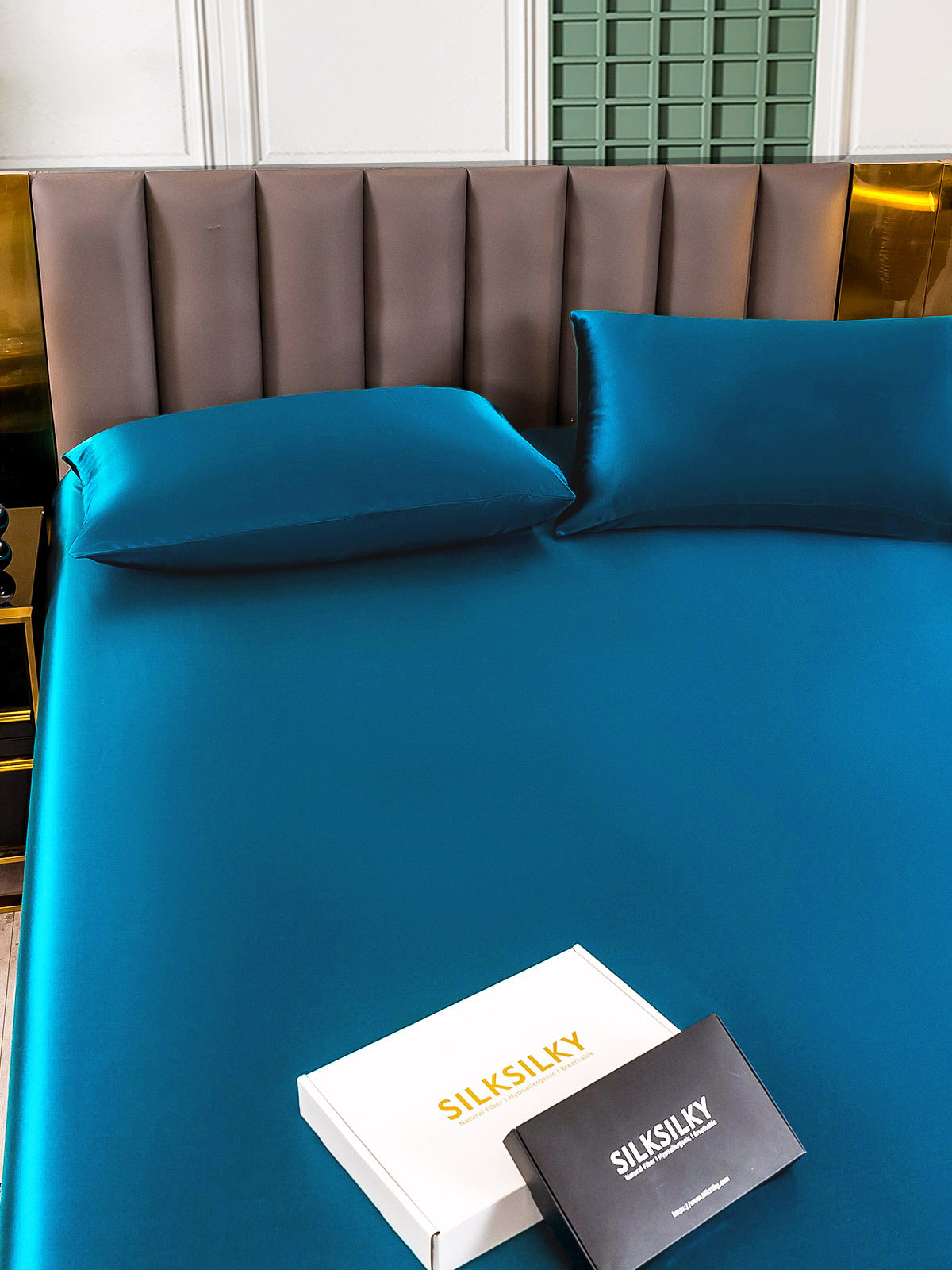 [Verde Acqua] SilkSilky-IT 25Momme Seta pura Bedding Set 005
