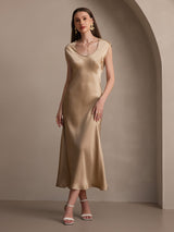 [Champagne] SilkSilky-IT Cap Sleeve Vestiti da donna 007