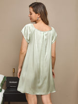 [Menta Verde] SilkSilky-IT Cap Sleeve Square Neck Camicia da notte 002