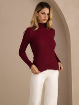 [Vino] SilkSilky-IT Long Sleeve Turtle Neck Magliette donna 003