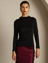 [Nero] SilkSilky-IT Seta pura Womens T-Shirt 001