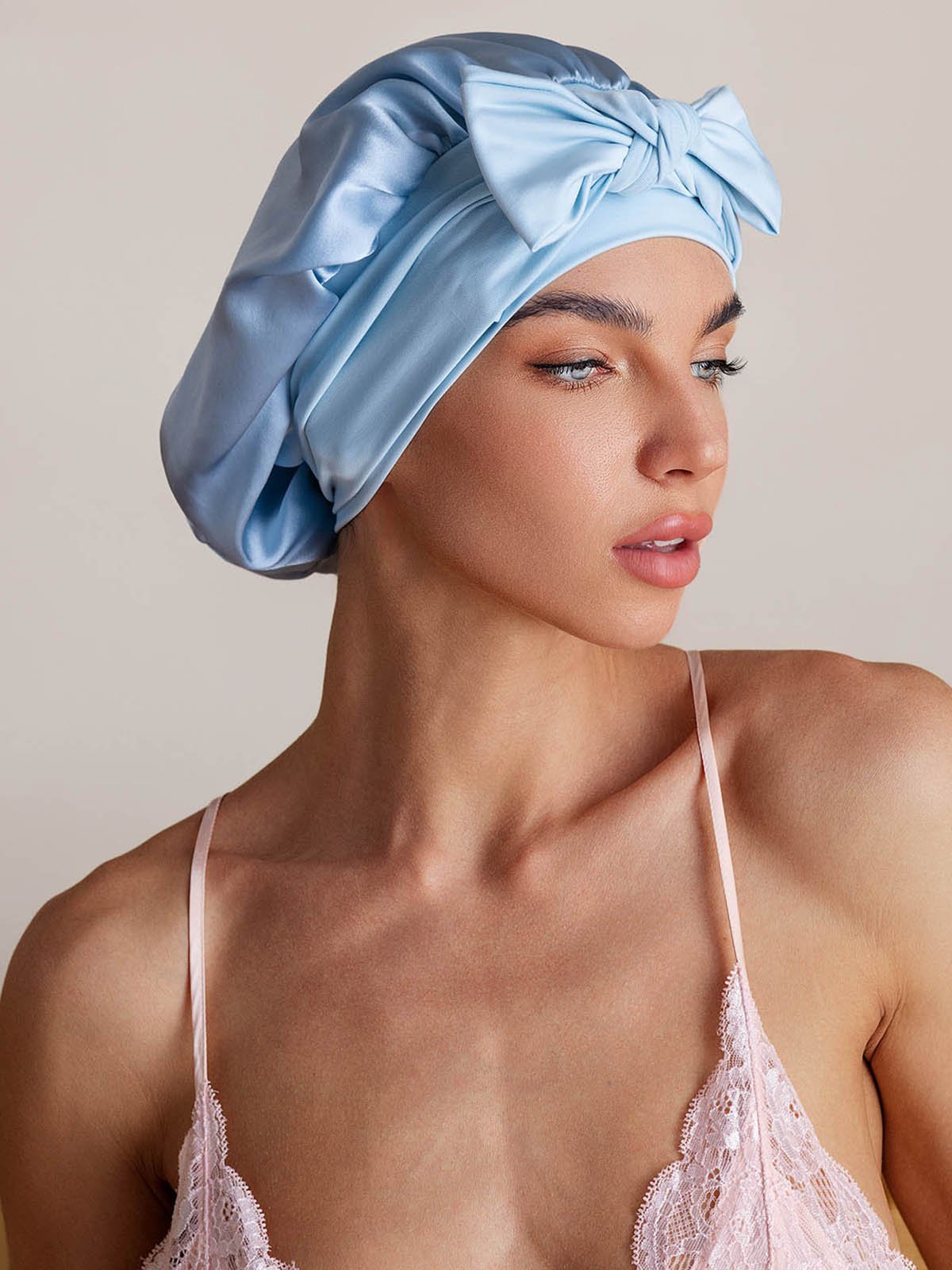 SilkSilky-IT Seta pura Sleep Cap CieloBlu 001