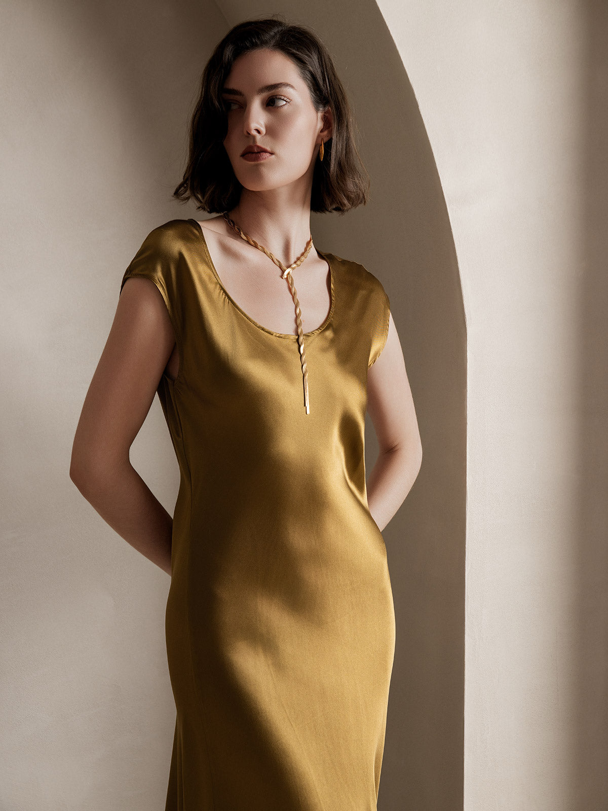 [Marrone] SilkSilky-IT 19Momme Seta Dress 003