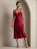 SilkSilky-IT Seta pura Senza maniche Dress Vino 006