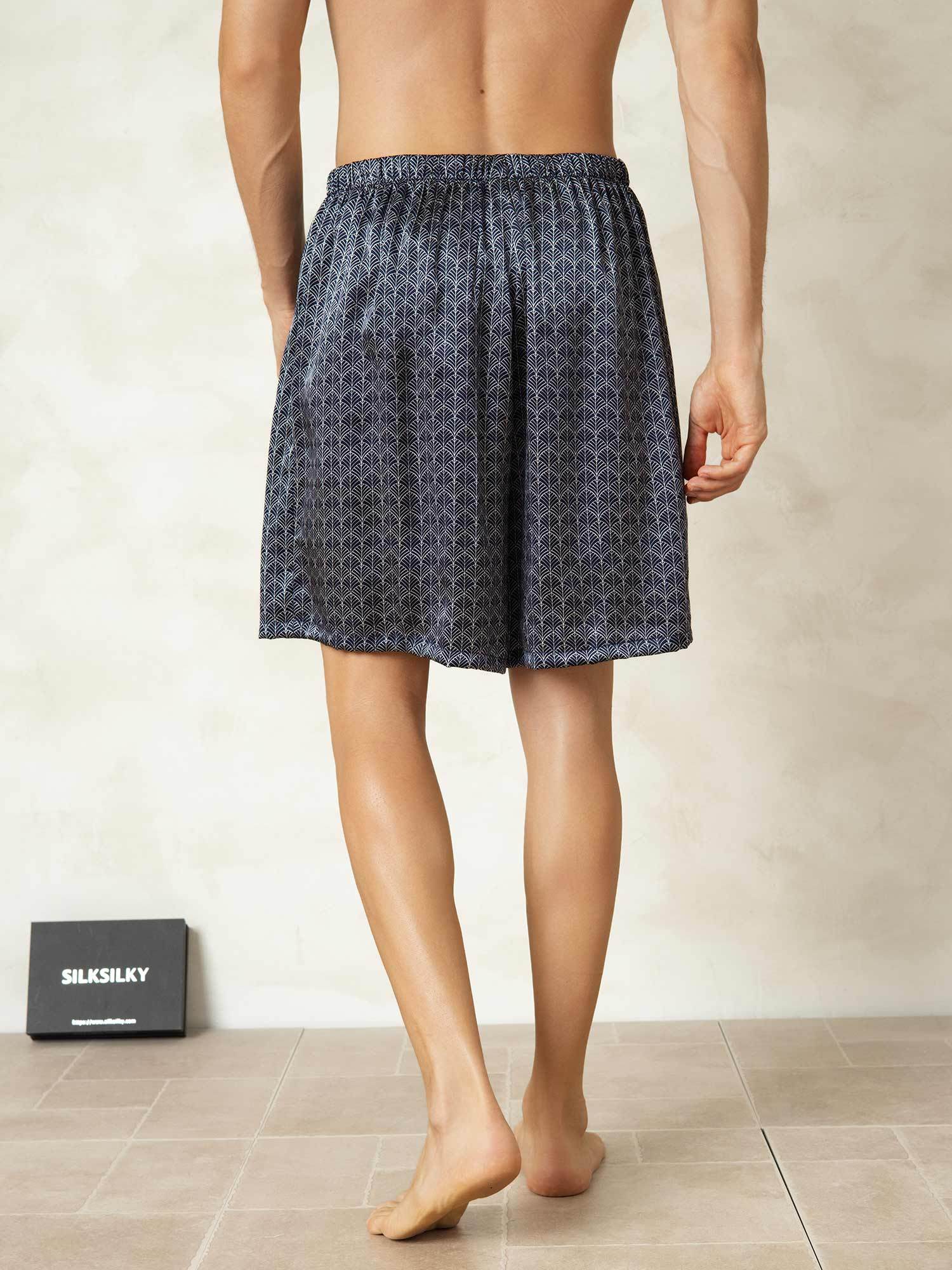 [Ginkgo Blu Navy] SilkSilky-IT Seta pura Mens Sleep Bottoms 002,