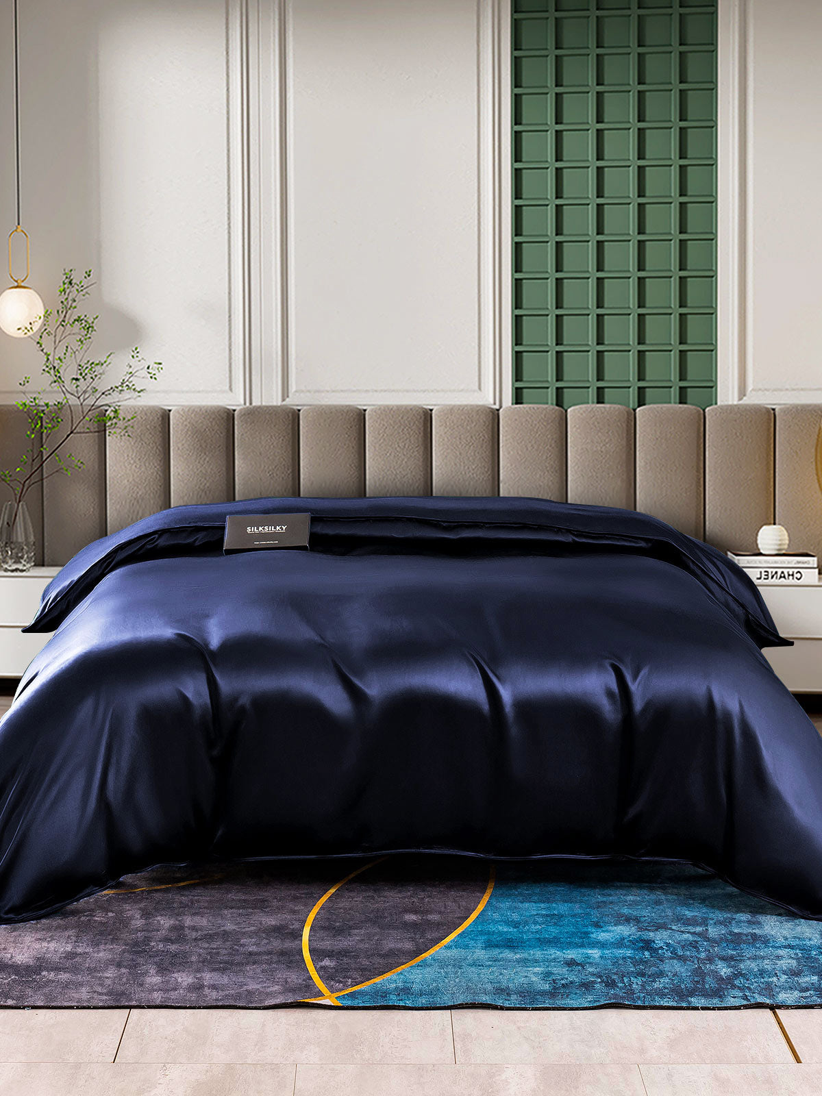 [Blu Scuro] SilkSilky-IT 25Momme Seta pura Duvet Cover 001
