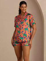 [Elefante Argilla] SilkSilky-IT Short Sleeve Lapel Collar Pigiami da donna 004