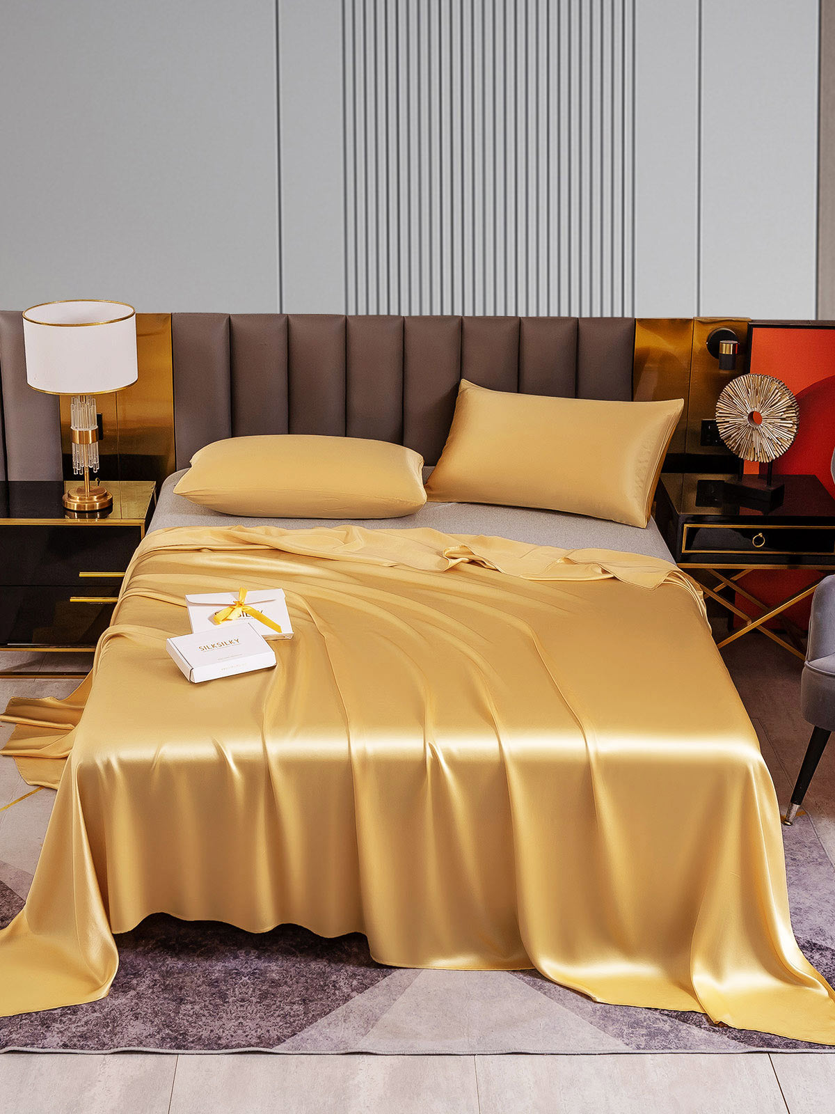 [Champagne] SilkSilky-IT 22Momme Seta pura Bedding Set 001