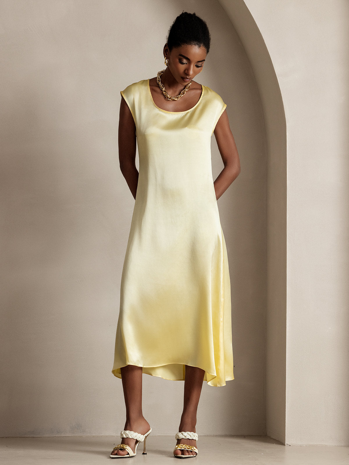 [Giallo Chiaro] SilkSilky-IT 19Momme Seta Dress 006