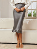 SilkSilky-IT 19Momme Seta pura Skirt GrigioScuro 003