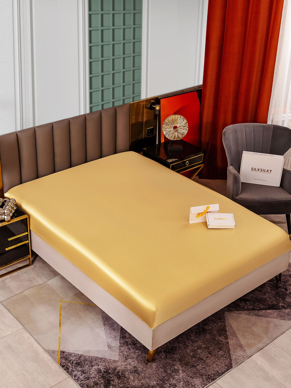 [Champagne] SilkSilky-IT 25Momme Seta pura Sheet 001