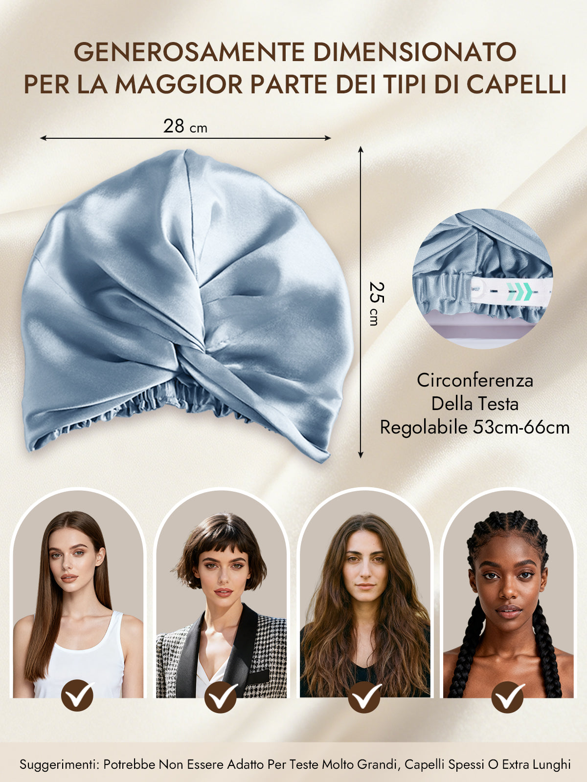 [Blu Acciaio] SilkSilky-IT 22Momme Seta pura Sleep Cap 005