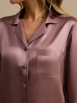 [Malva Pallido] SilkSilky-IT Long Sleeve Lapel Collar Pigiami da donna 005