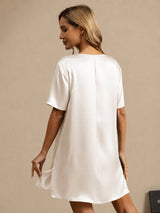 [Bianco] SilkSilky-IT Half Sleeve V Neck Camicia da notte 002