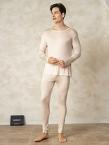 [Marrone Chiaro] SilkSilky-IT Long Sleeve Round Neck Intimo Lungo Uomo 001