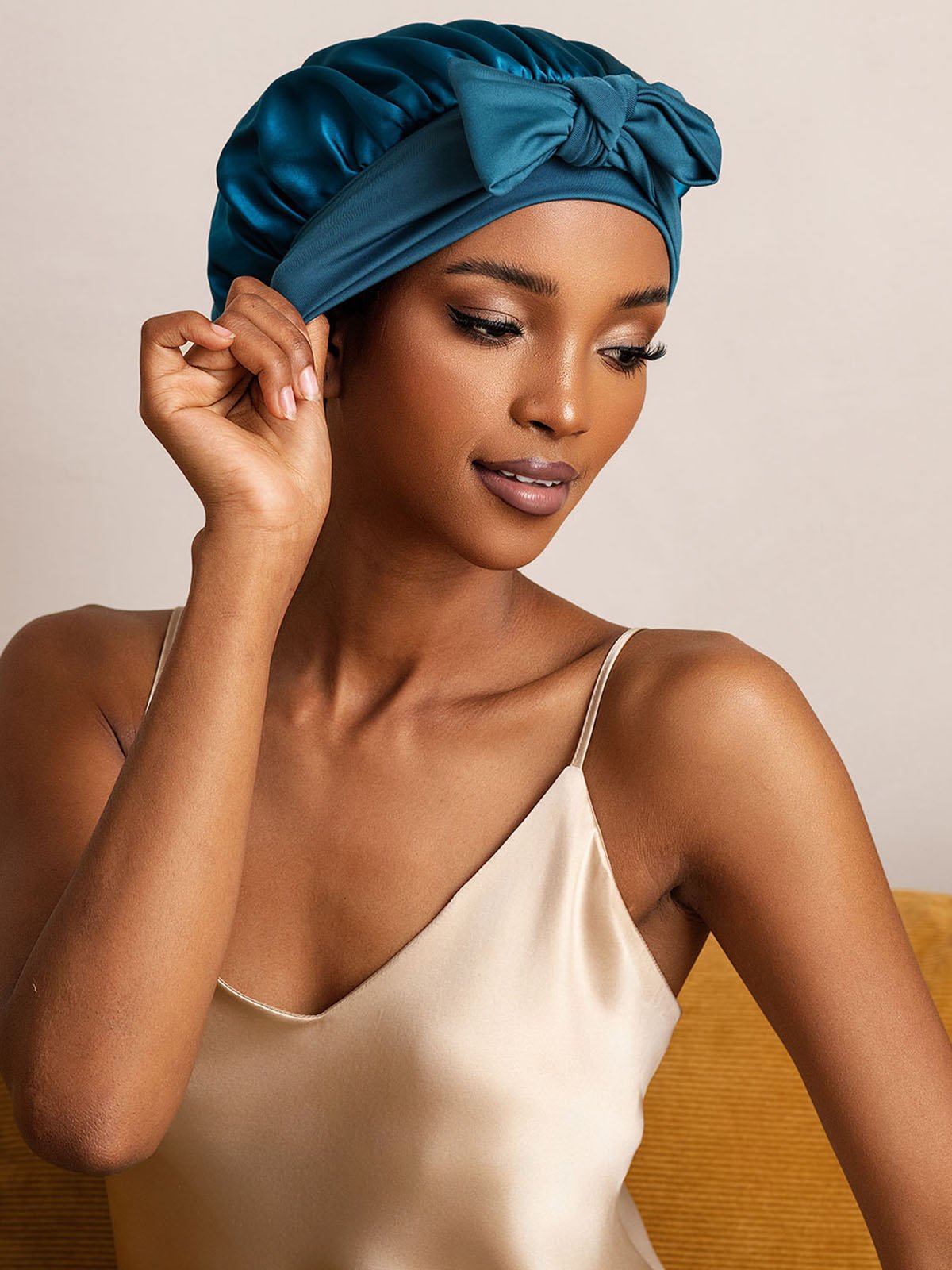 SilkSilky-IT Seta pura Sleep Cap VerdeAcqua 006