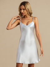 [Azzurro] SilkSilky-IT Sleeveless V Neck Camicia da notte 006