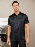 SilkSilky-IT-Seta-Maniche-Corte-Colletto-risvolto-Camicia-da-uomo-Nero-001