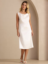 [Bianco] SilkSilky-IT Sleeveless Cowl Neck Vestiti da donna 004