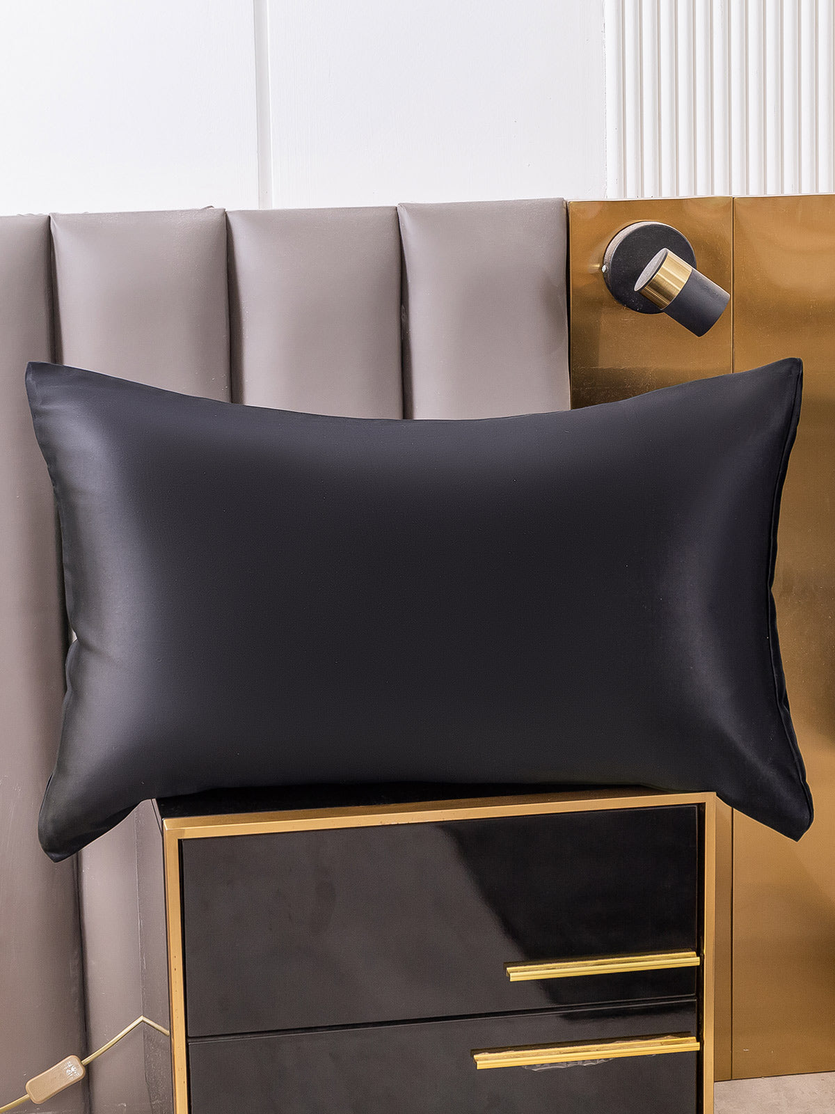 SilkSilky-IT 19Momme Seta pura Pillowcase Nero 001