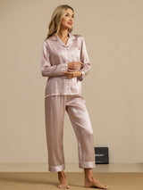 [Rosa Cuore Geo] SilkSilky-IT Short Sleeve Lapel Collar Pigiami da donna 005