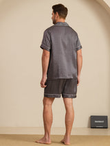 [Ginkgo Nero] SilkSilky-IT Maniche Corte Collo a Taglio Pigiami da uomo 002