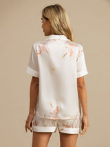 [Bianco] SilkSilky-IT Short Sleeve Lapel Collar Pigiami da donna 002