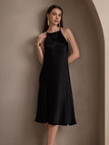 SilkSilky IT 19Momme Seta Senza maniche Dress Nero 007