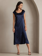 [Blu Scuro] SilkSilky-IT Cap Sleeve Vestiti da donna 005