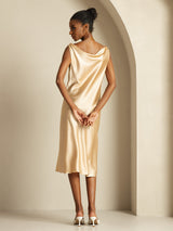 [Champagne] SilkSilky-IT Sleeveless Cowl Neck Vestiti da donna 002