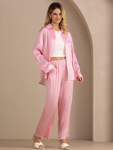 [Riga Diplomatica Rosa] SilkSilky-IT Long Sleeve Lapel Collar Women's Outfit Sets 003