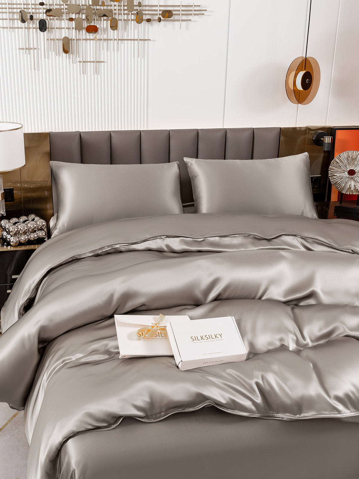 [Grigio] SilkSilky-IT 19Momme Seta pura Bedding Set 005
