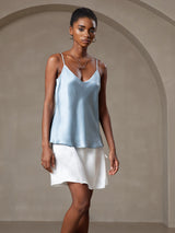 [Blu Grigiastro] SilkSilky-IT Spaghetti Strap V Neck Cami 005