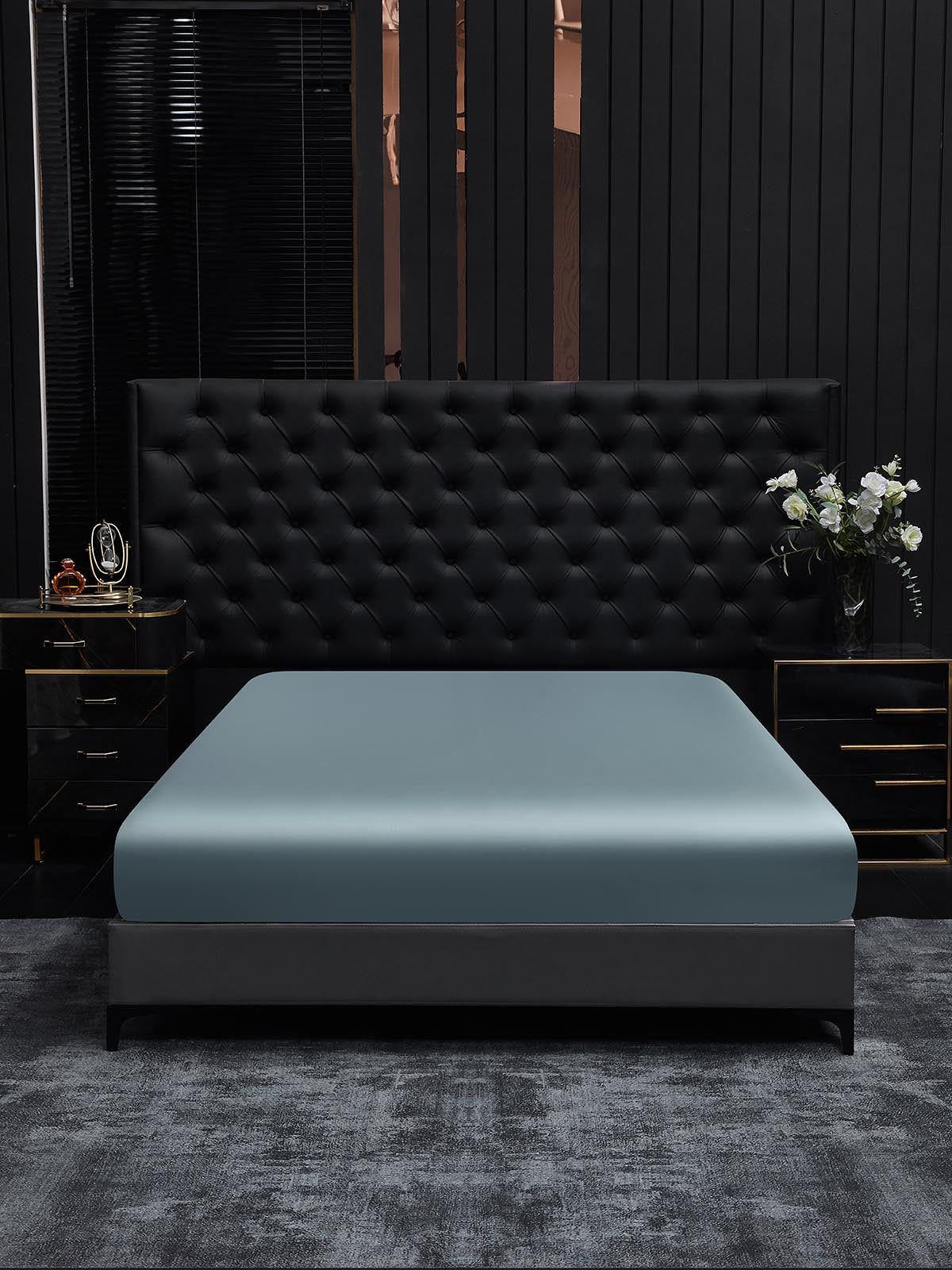 [Blu Grigiastro] SilkSilky-IT 22Momme Seta pura Sheet 001