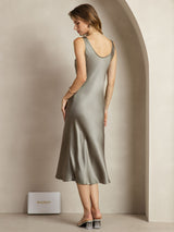 [Verde Grigiastro] SilkSilky-IT Sleeveless Vestiti da donna 002