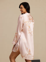 [Rosa] SilkSilky-IT Long Sleeve Lapel Collar Camicia da notte 002