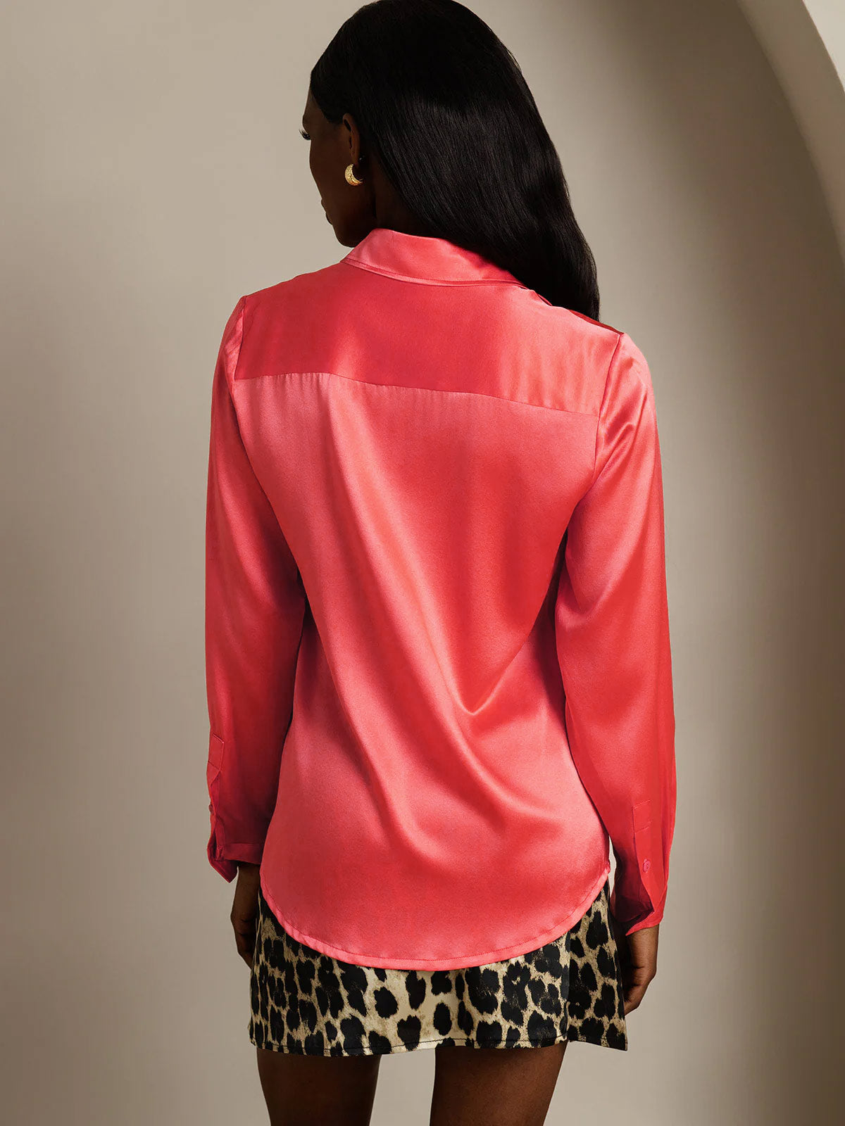 [Rosso Imperiale] SilkSilky-IT 19Momme Manica lunga Colletto con Revers Camicie da donna 002