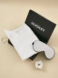 SilkSilky IT Seta pura Senza maniche Collo a V Set di Bretelle Bianco 001