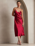 SilkSilky-IT Seta pura Senza maniche Dress Vino 001